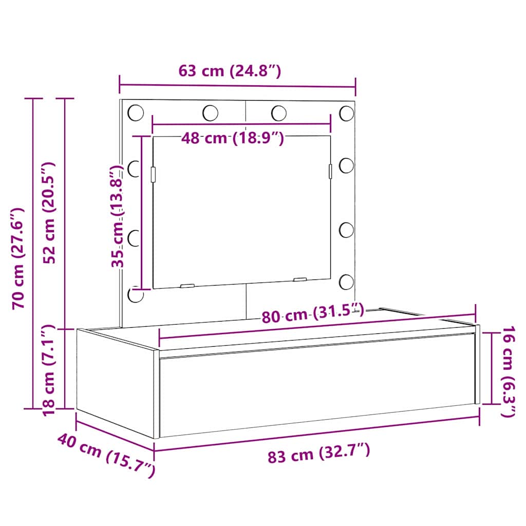 Schminktisch mit Schubladen Braun 83 x 40 x 70 cm Holzwerkstoff