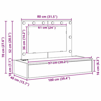 Schminktisch mit Schubladen Weiß 100 x 40 x 70 cm Holzwerkstoff