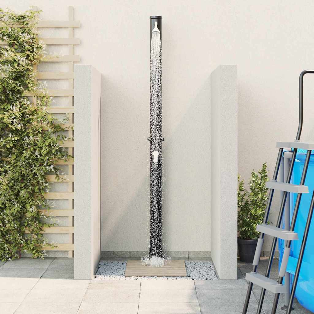 Outdoordusche mit Solar Schwarz 217 cm PVC, Aluminium