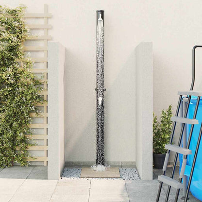 Outdoordusche mit Solar Schwarz 217 cm PVC, Aluminium