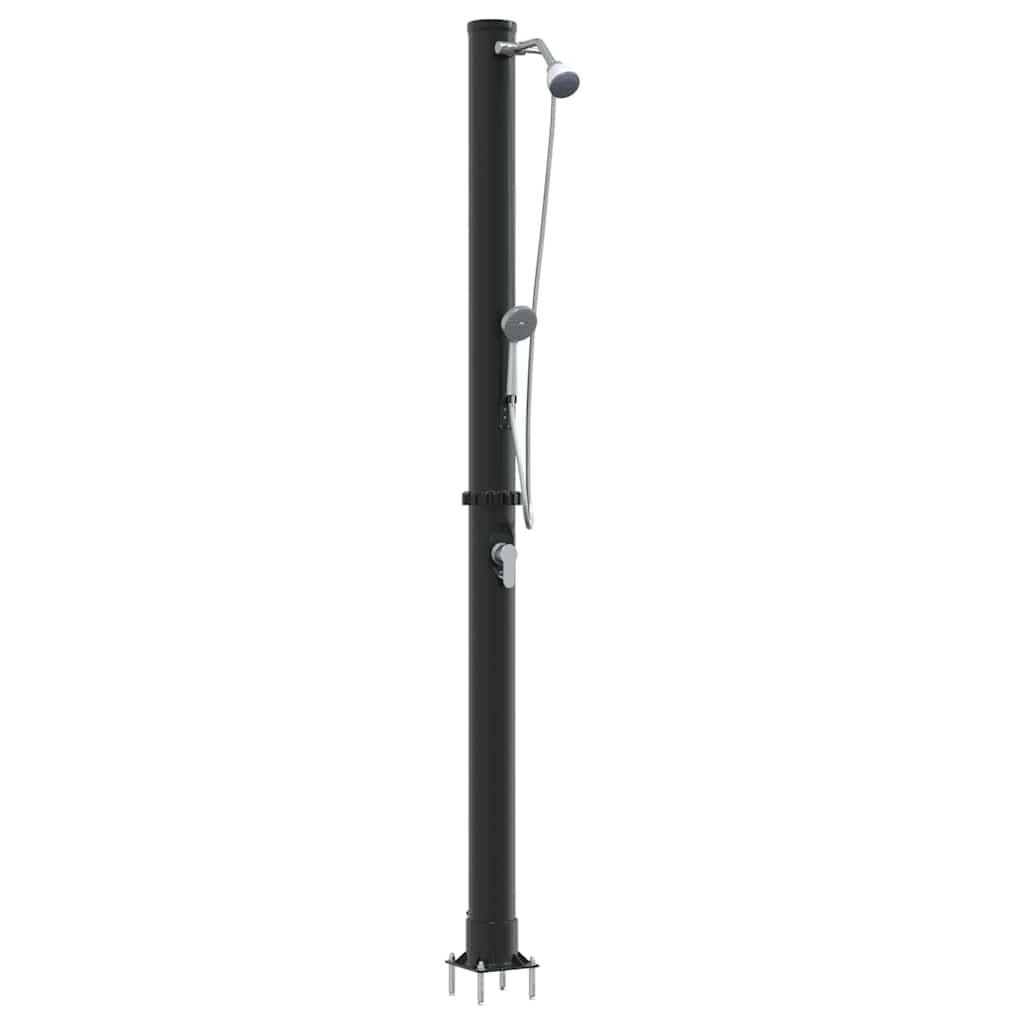 Outdoordusche mit Solar Schwarz 217 cm PVC und Aluminium