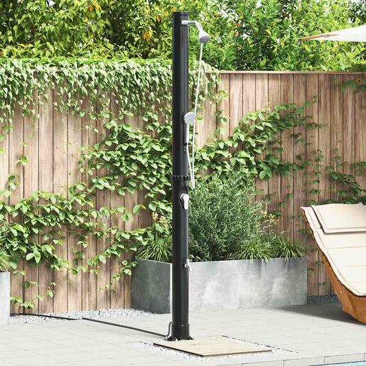 Outdoordusche mit Solar Schwarz 217 cm PVC, Aluminium