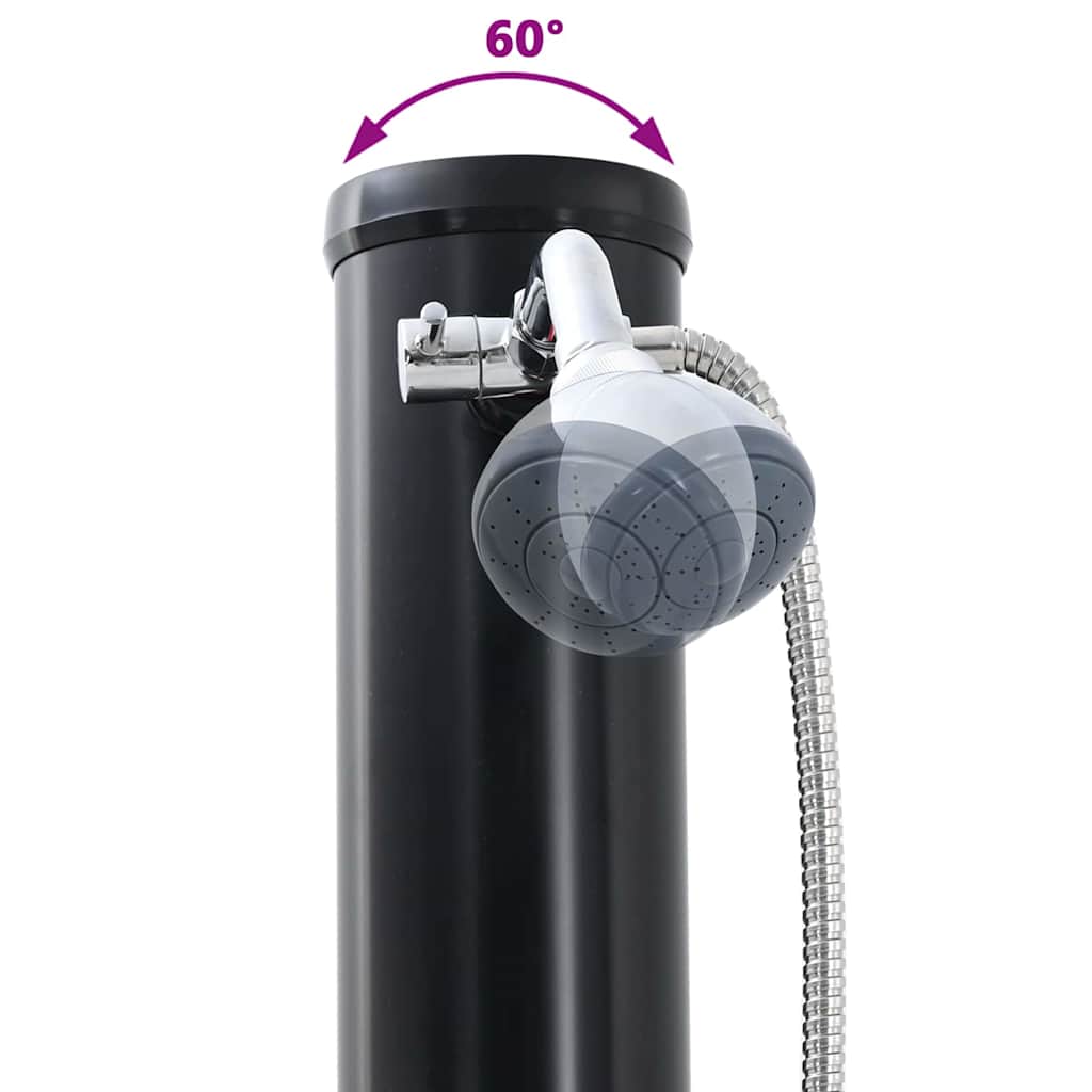 Outdoordusche mit Solar Schwarz 217 cm PVC, Aluminium