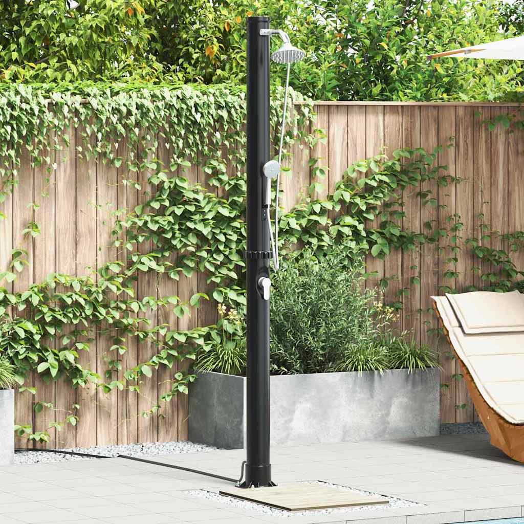 Outdoordusche mit Solar Schwarz 217 cm PVC und Aluminium