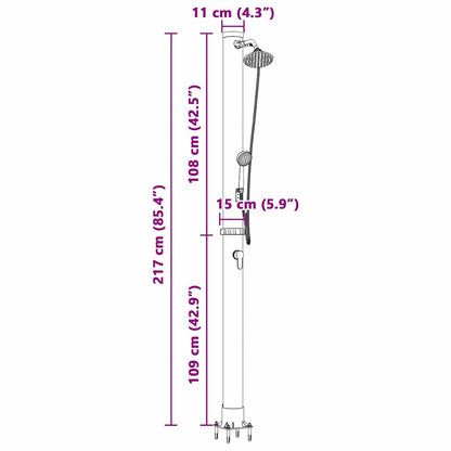 Outdoordusche mit Solar Schwarz 217 cm PVC und Aluminium