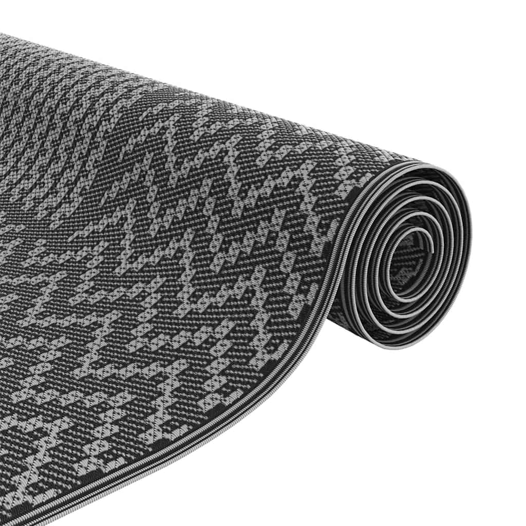 Outdoor Teppich Schwarz und Grau 250 x 600 cm PP