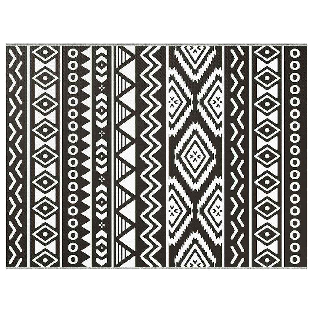 Outdoor Teppich Schwarzes Muster 300 x 400 cm PP