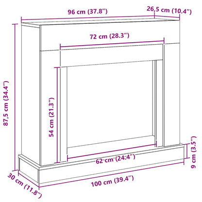 Kaminumrandung Schwarz Eichen-Optik 100x30x87,5cm Holzwerkstoff