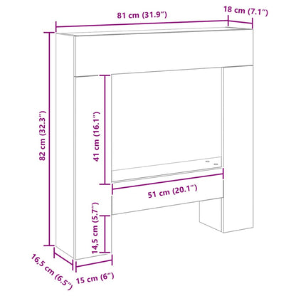 Kaminumrandung Schwarz Eichen-Optik 81x18x82 cm Holzwerkstoff