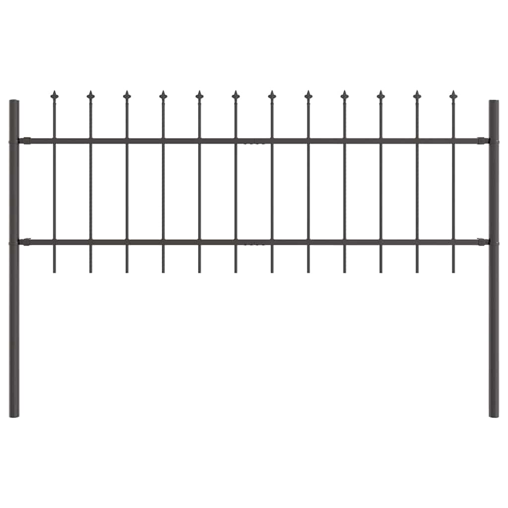 Gartenzaun Grau 3.4 x 0.6 m Pulverbeschichteter Stahl