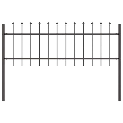 Gartenzaun Grau 3.4 x 0.6 m Pulverbeschichteter Stahl