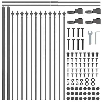 Gartenzaun Grau 3.4 x 0.6 m Pulverbeschichteter Stahl