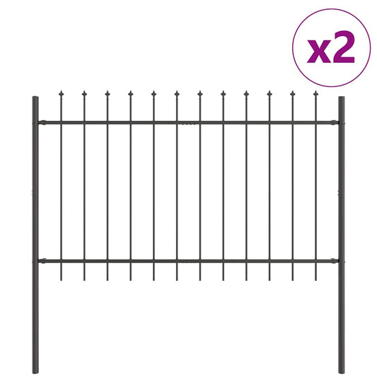 Gartenzaun Grau 3.4 x 0.8 m Pulverbeschichteter Stahl