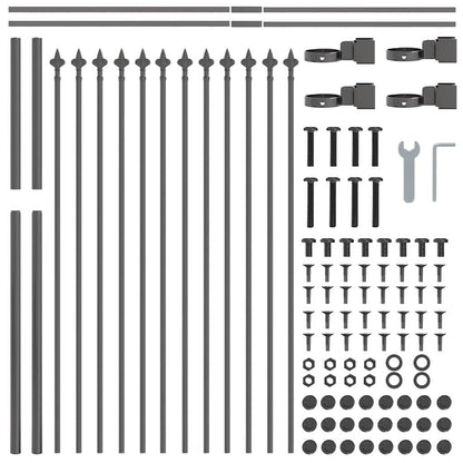 Gartenzaun Grau 3.4 x 1 m Pulverbeschichteter Stahl