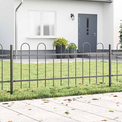 Gartenzaun Grau 3.4 x 0.6 m Pulverbeschichteter Stahl