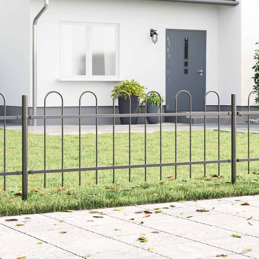 Gartenzaun Grau 3.4 x 0.6 m Pulverbeschichteter Stahl