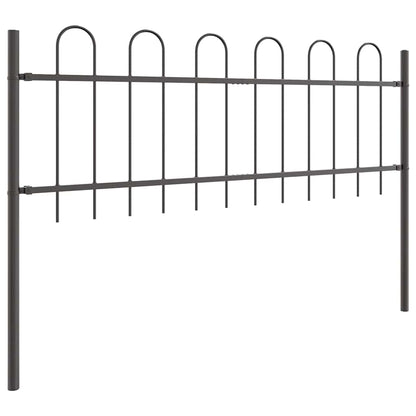 Gartenzaun Grau 3.4 x 0.6 m Pulverbeschichteter Stahl