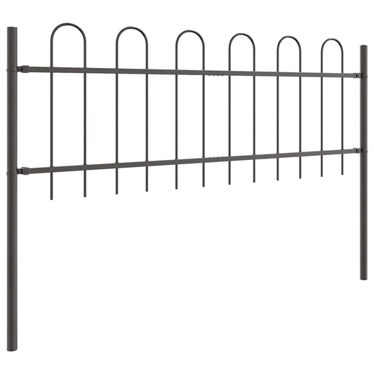 Gartenzaun Grau 3.4 x 0.6 m Pulverbeschichteter Stahl