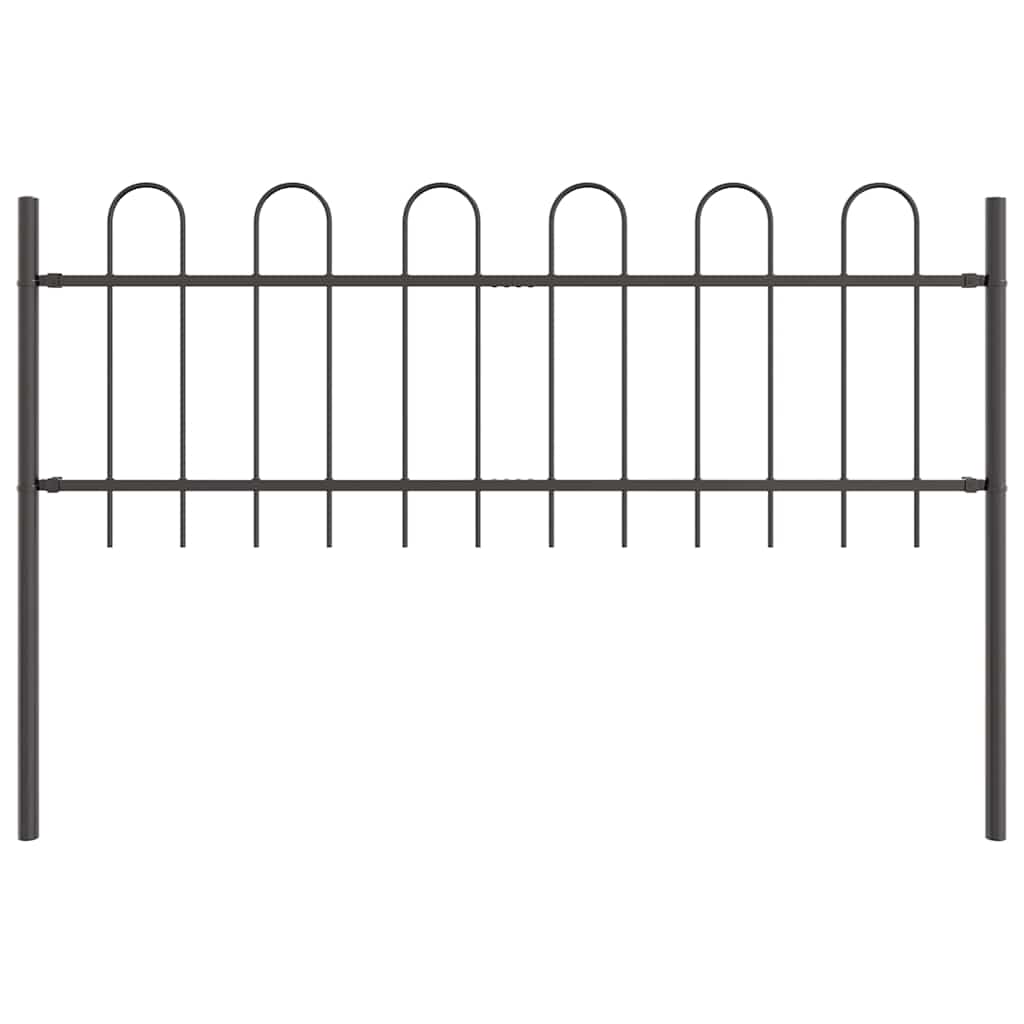 Gartenzaun Grau 3.4 x 0.6 m Pulverbeschichteter Stahl