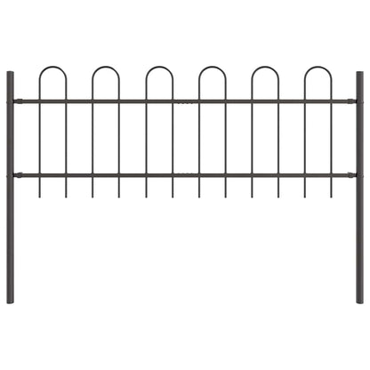 Gartenzaun Grau 3.4 x 0.6 m Pulverbeschichteter Stahl