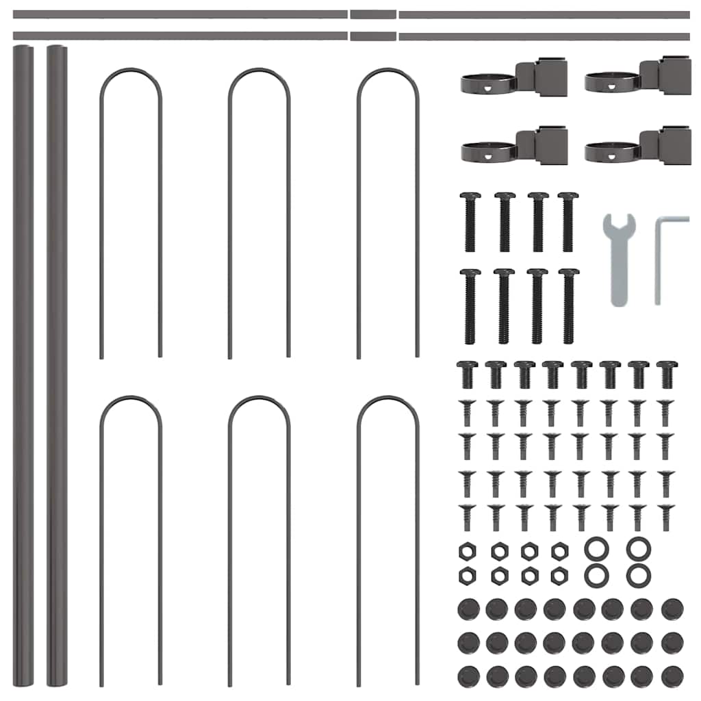 Gartenzaun Grau 3.4 x 0.6 m Pulverbeschichteter Stahl