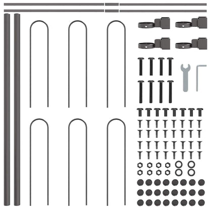 Gartenzaun Grau 3.4 x 0.6 m Pulverbeschichteter Stahl