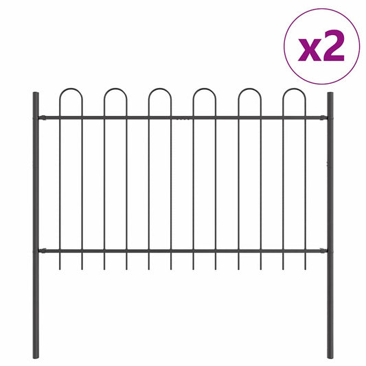 Gartenzaun Grau 3.4 x 0.8 m Pulverbeschichteter Stahl