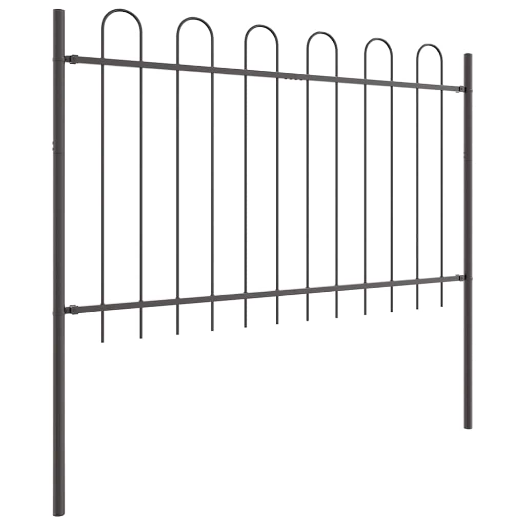 Gartenzaun Grau 3.4 x 0.8 m Pulverbeschichteter Stahl