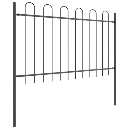 Gartenzaun Grau 3.4 x 0.8 m Pulverbeschichteter Stahl