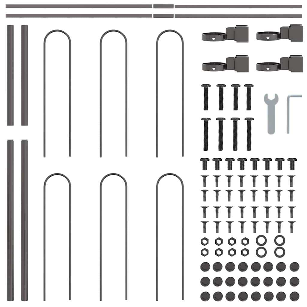 Gartenzaun Grau 3.4 x 0.8 m Pulverbeschichteter Stahl