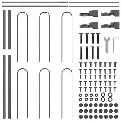 Gartenzaun Grau 3.4 x 0.8 m Pulverbeschichteter Stahl