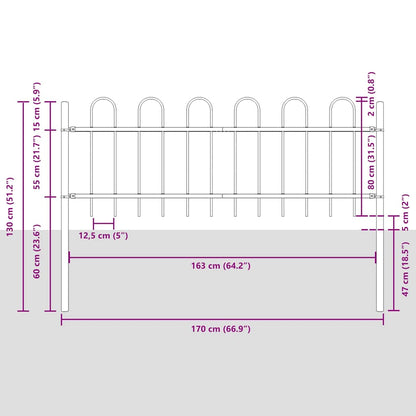 Gartenzaun Grau 3.4 x 0.8 m Pulverbeschichteter Stahl