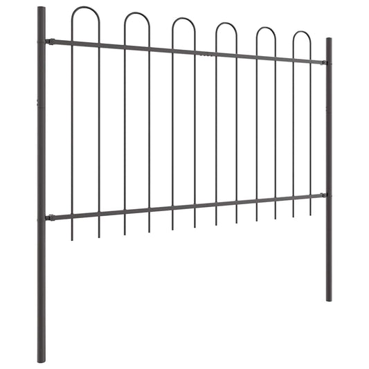 Gartenzaun Grau 3.4 x 1 m Pulverbeschichteter Stahl