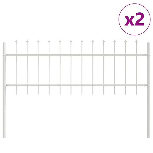 Gartenzaun Weiß 3.4 x 0.6 m Pulverbeschichteter Stahl