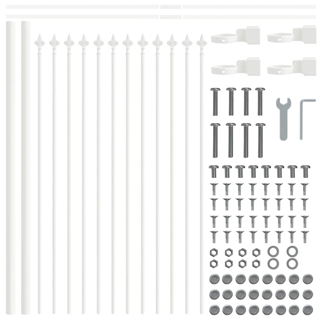 Gartenzaun Weiß 3.4 x 0.6 m Pulverbeschichteter Stahl