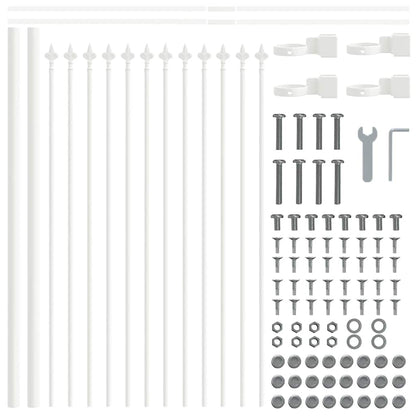 Gartenzaun Weiß 3.4 x 0.6 m Pulverbeschichteter Stahl