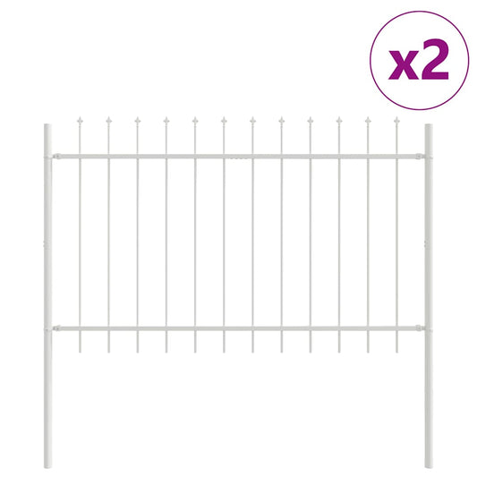 Gartenzaun Weiß 3.4 x 0.8 m Pulverbeschichteter Stahl