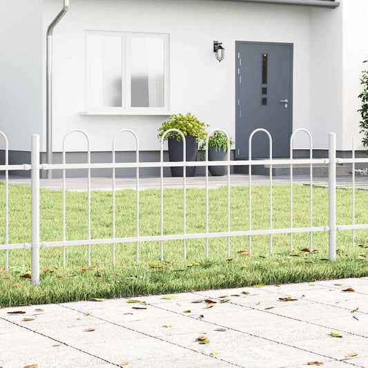 Gartenzaun Weiß 3.4 x 0.6 m Pulverbeschichteter Stahl
