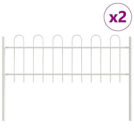 Gartenzaun Weiß 3.4 x 0.6 m Pulverbeschichteter Stahl