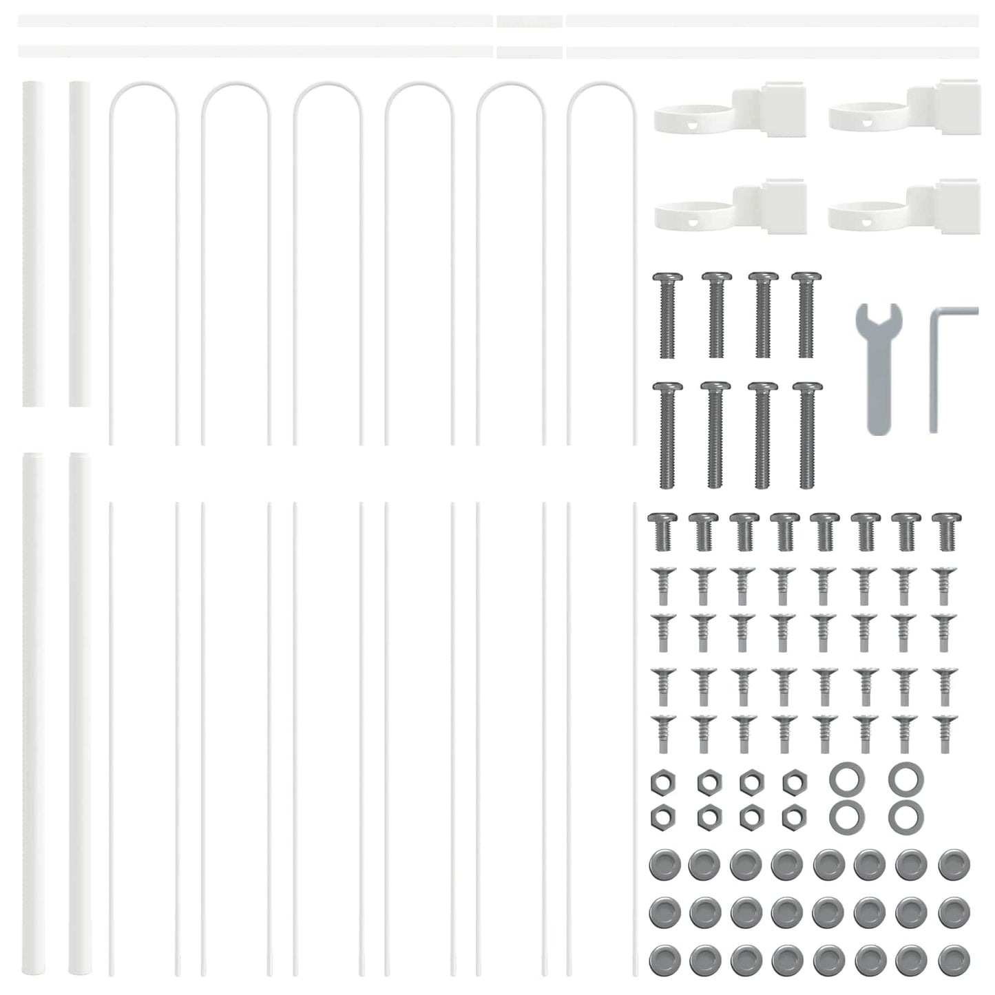 Gartenzaun Weiß 3.4 x 0.8 m Pulverbeschichteter Stahl