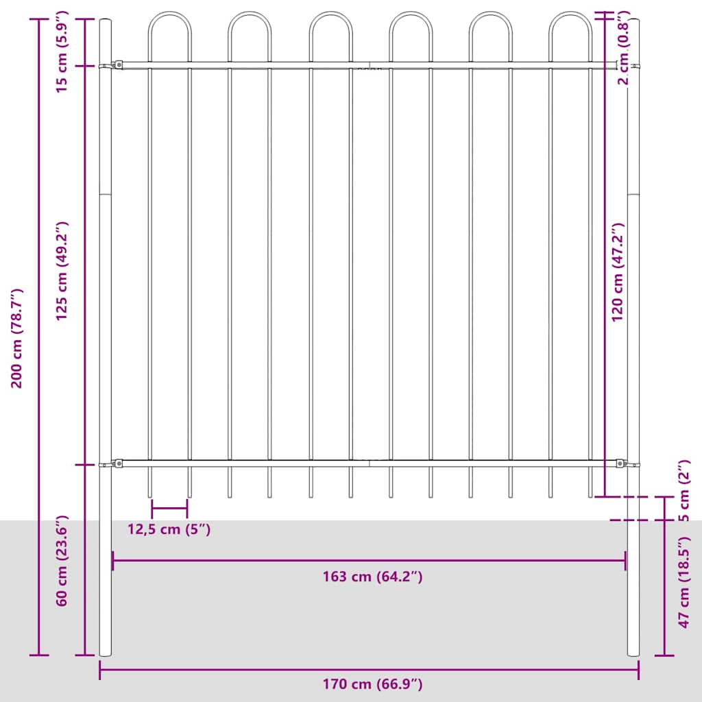 Gartenzaun Weiß 3.4 x 1.5 m Pulverbeschichteter Stahl