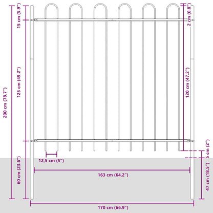 Gartenzaun Weiß 3.4 x 1.5 m Pulverbeschichteter Stahl