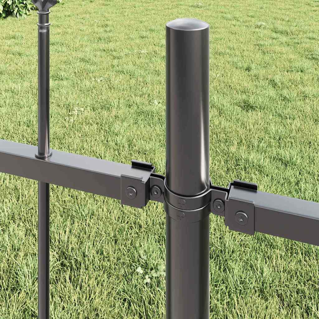 Gartenzaun Grau 5.1 x 1 m Pulverbeschichteter Stahl
