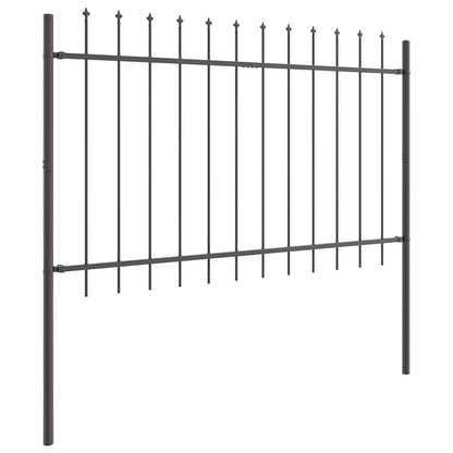 Gartenzaun Grau 5.1 x 1 m Pulverbeschichteter Stahl