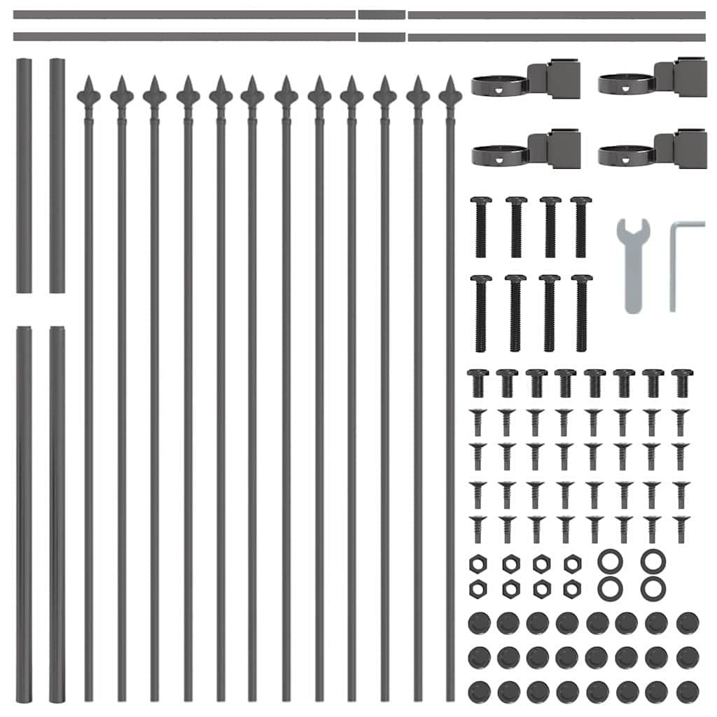 Gartenzaun Grau 5.1 x 1 m Pulverbeschichteter Stahl