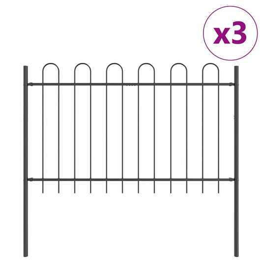 Gartenzaun Grau 5.1 x 1 m Pulverbeschichteter Stahl