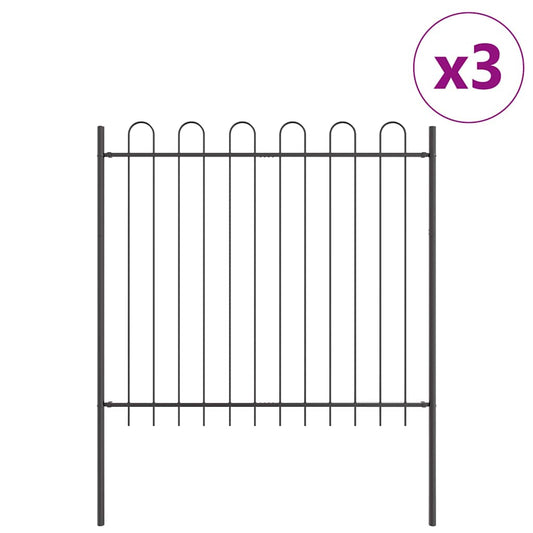 Gartenzaun Grau 5.1 x 1.5 m Pulverbeschichteter Stahl