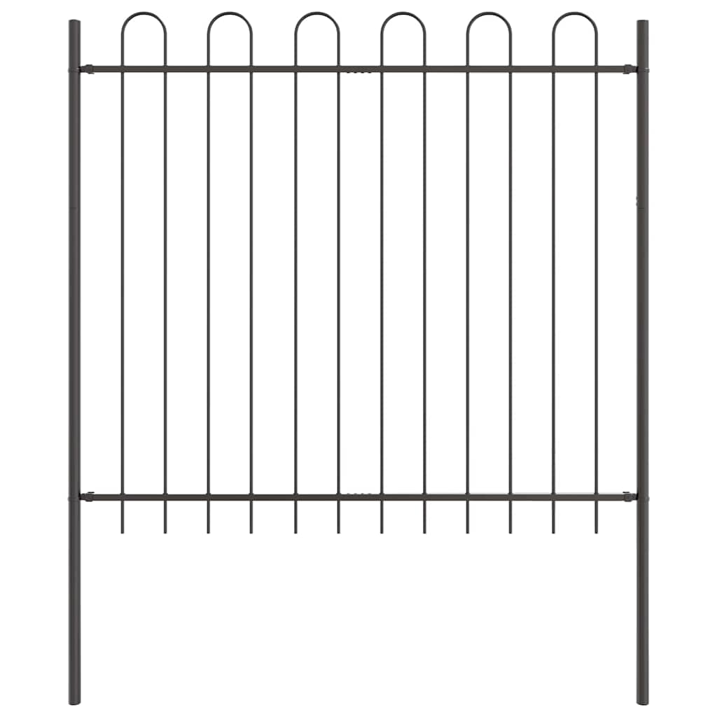 Gartenzaun Grau 5.1 x 1.5 m Pulverbeschichteter Stahl