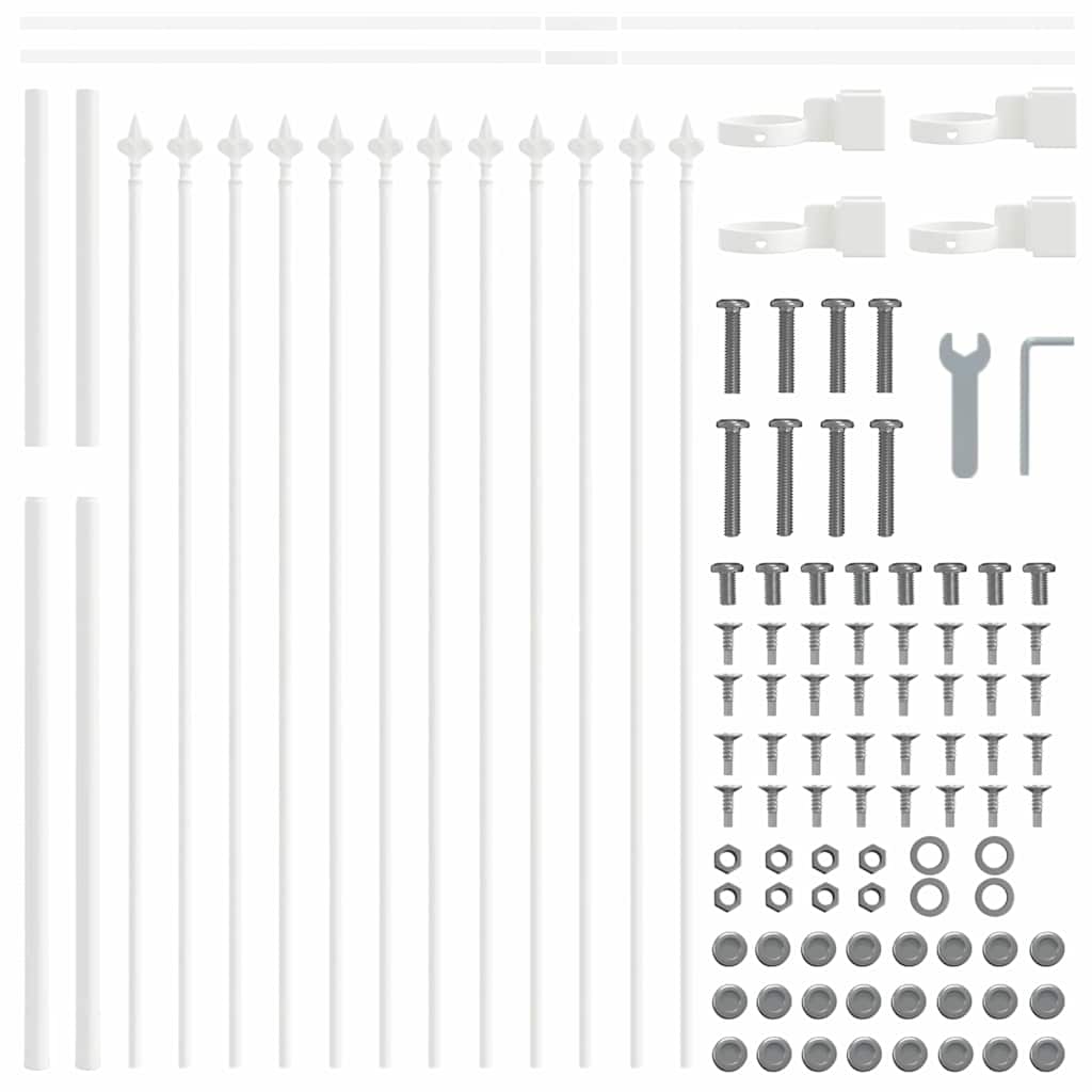 Gartenzaun Weiß 5.1 x 1.2 m Pulverbeschichteter Stahl