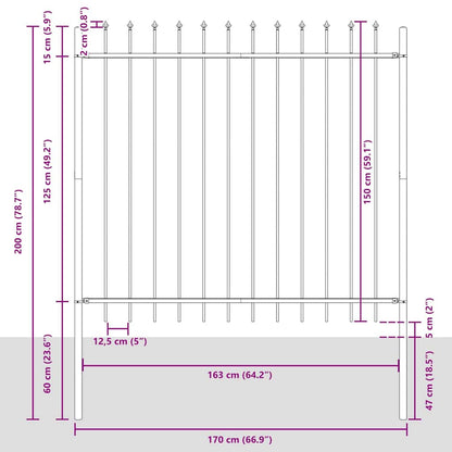 Gartenzaun Weiß 5.1 x 1.5 m Pulverbeschichteter Stahl